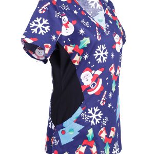 Women’s Christmas Print Scrub Top