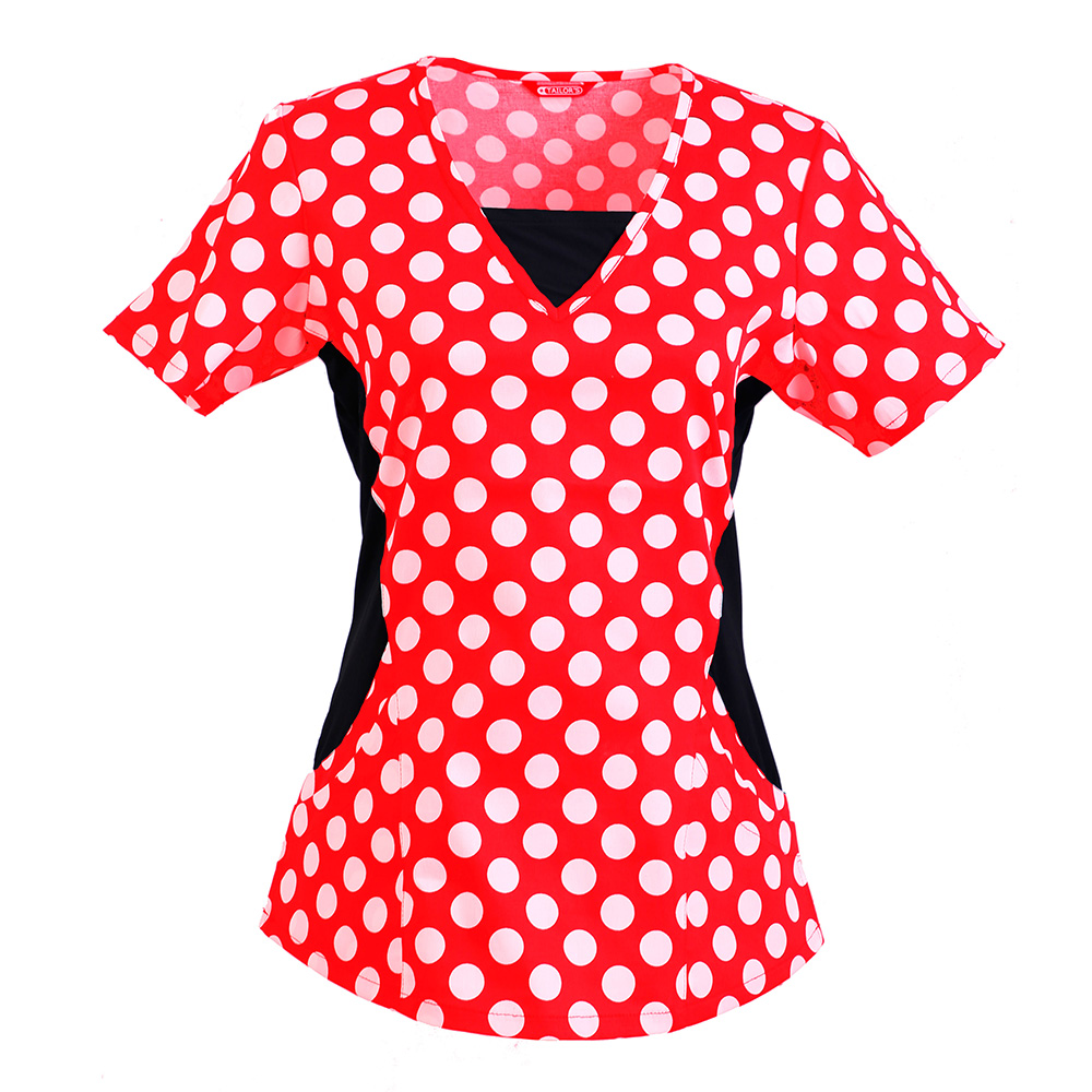 Women's Polka Dots Print Scrub Top