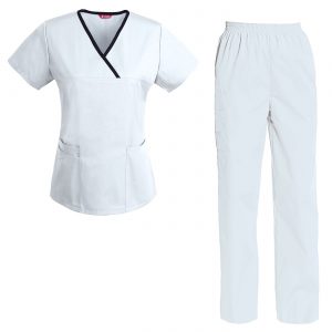 Women’s Scrubs Set Mock Wrap Top & Cargo Pants