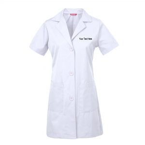 Personalized Embroidered Women’s Lab Coat Short Sleeve- White