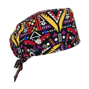 Unisex Print Surgical Cap Surgical Scrub Hat with Buttons