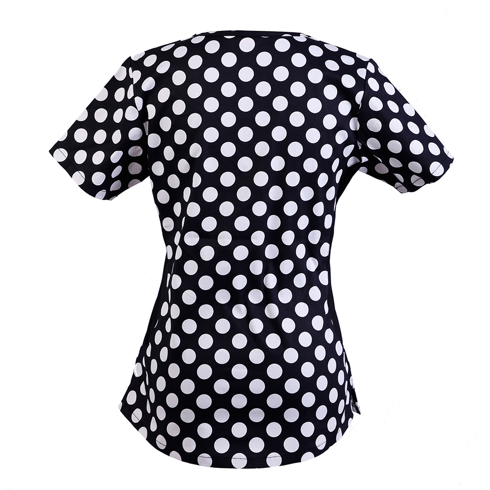 Women's Polka Dots Print Scrub Top - Image 2