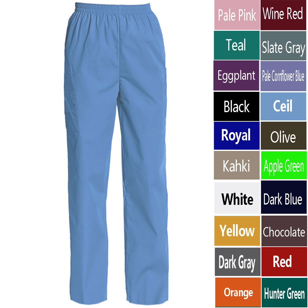 Women's Full Elastic Waist Cargo Scrub Pants - Image 5
