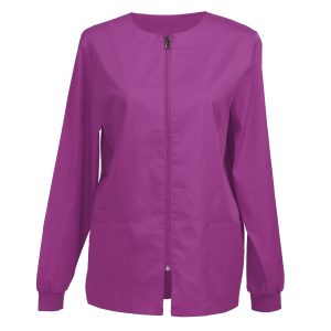 Womens Scrub Jacket Workwear Zip Front Warm-up Jacket