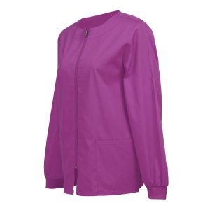 Womens Scrub Jacket Workwear Zip Front Warm-up Jacket