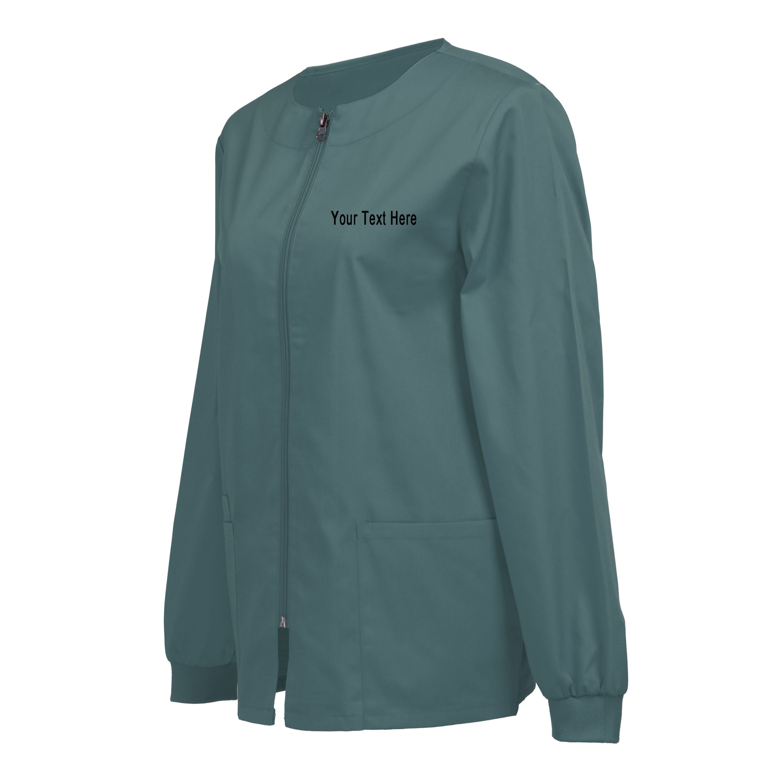 Personalized Embroidered Women’s Scrub Jacket, Zip Front Warm-Up Workwear — Add Custom Text - Image 5