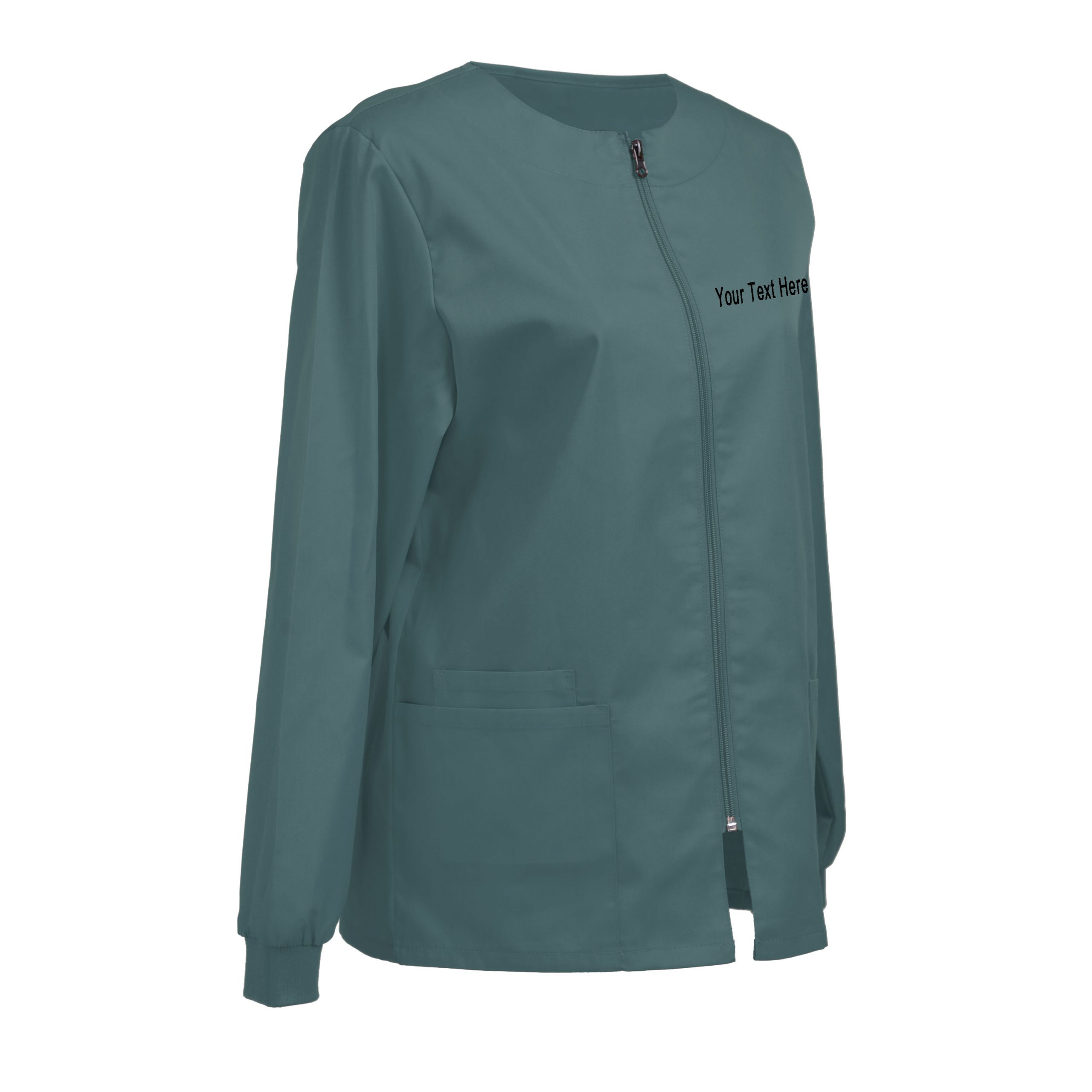 Personalized Embroidered Women’s Scrub Jacket, Zip Front Warm-Up Workwear — Add Custom Text - Image 6