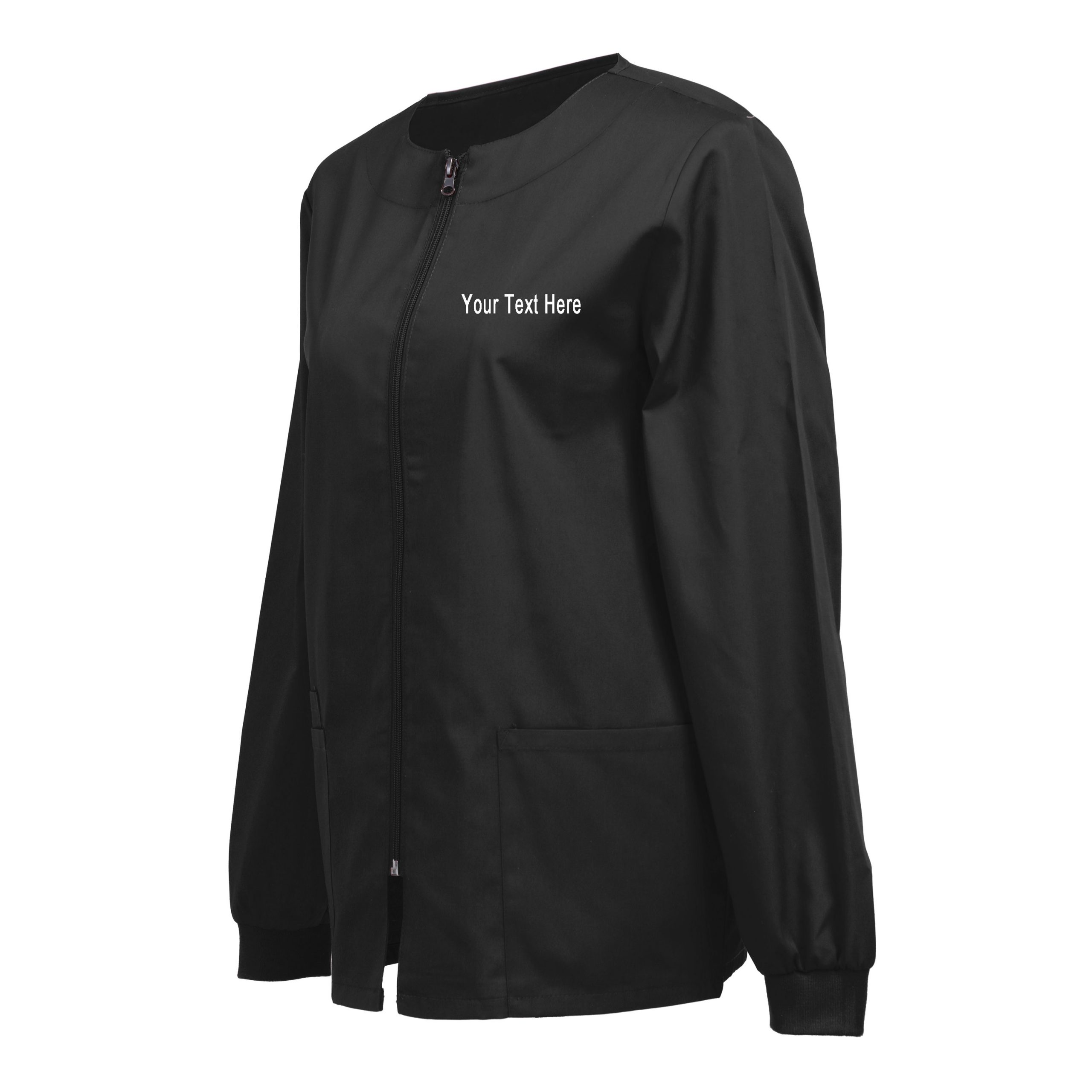 Personalized Embroidered Women’s Scrub Jacket, Zip Front Warm-Up Workwear — Add Custom Text - Image 2
