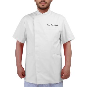 Personalized Embroidered Men’s Short-Sleeve Chef Coat Jacket – Add Custom Text