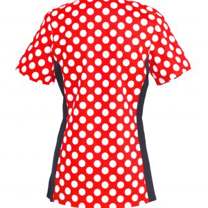 Women’s Printed V-Neck Scrub Top with Stretch Side Panels and Two Pockets