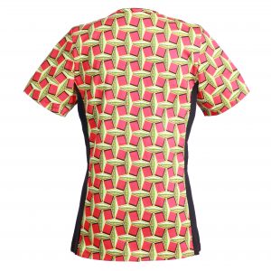 Women’s Printed V-Neck Scrub Top with Stretch Side Panels and Two Pockets