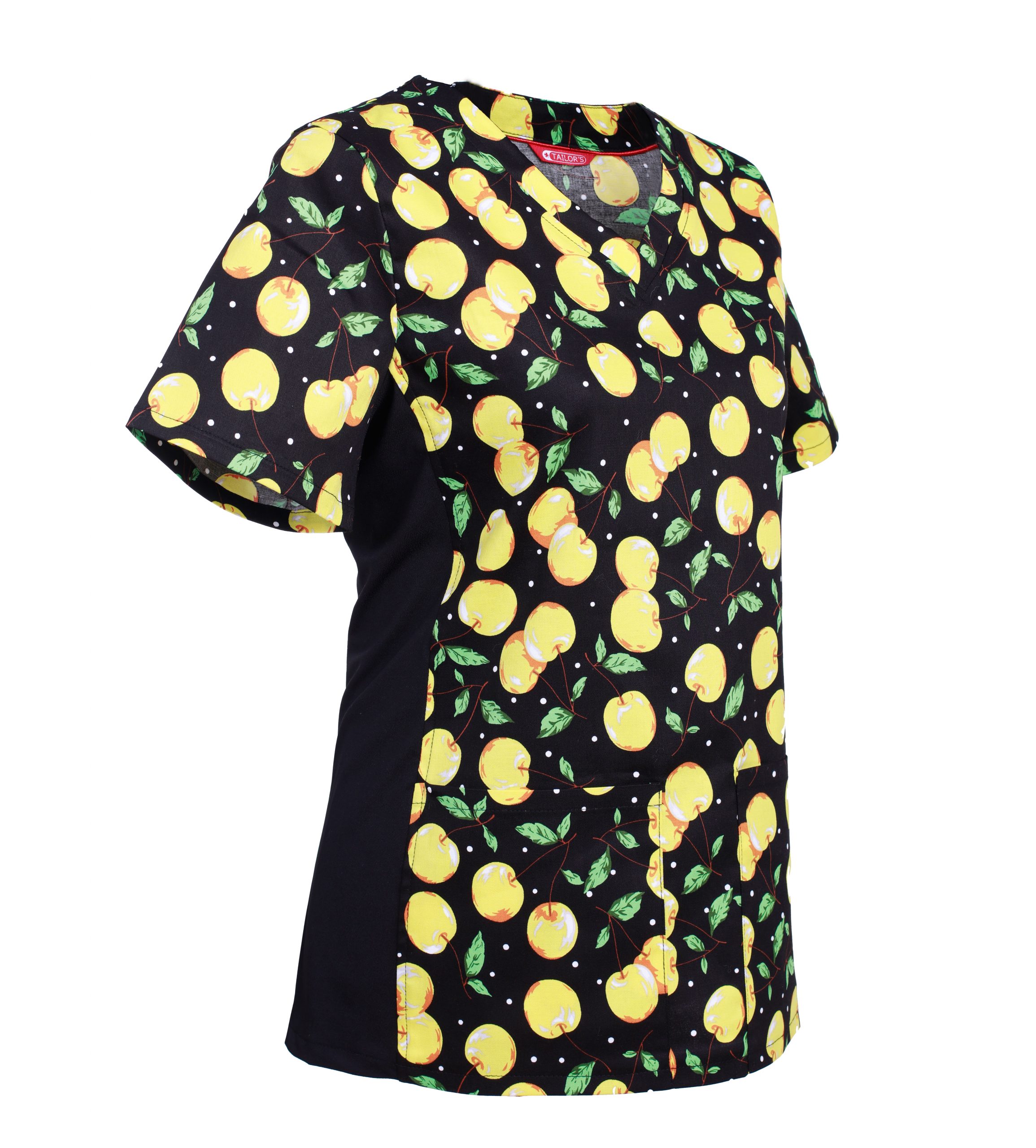 חולצת סקרב מודפסת לנשים עם לוחות צד אלסטיים ושני כיסים – תמונה 2