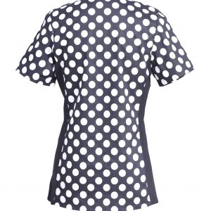 Women’s Printed V-Neck Scrub Top with Stretch Side Panels and Two Pockets