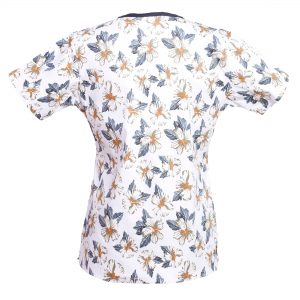 Women’s Mock-Wrap Print Scrub Top
