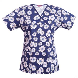 Women’s Mock-Wrap Print Scrub Top