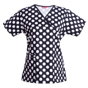 Women’s Mock-Wrap Print Scrub Top