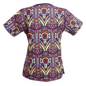 Women’s Mock-Wrap Print Scrub Top